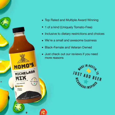 Pack 1 (16 Oz) Momo's Michelada Mix - Tomato-Free, Vegan, Lemon-Based, Central American-Inspired Refreshing Fiesta