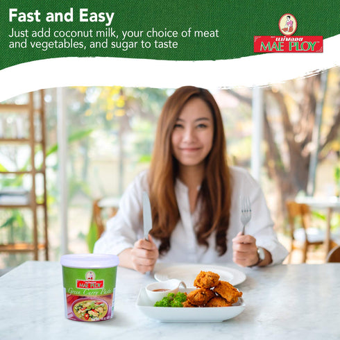Mae Ploy Green Curry Paste, Authentic Thai Green Curry Paste, 14oz Tub