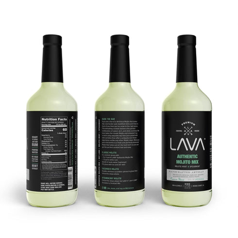 1-Liter (33.8oz) LAVA Premium Authentic Mojito Mix, Made with Real Lime Juice, Mojito Mint, Spearmint, Demerara, Cane