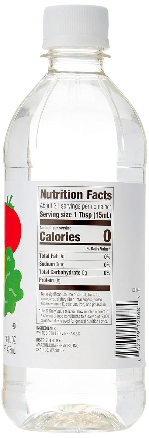 16 Oz (Pack 4) Amazon Saver, Distilled White Vinegar, Great for Cooking and Cleaning, Fl