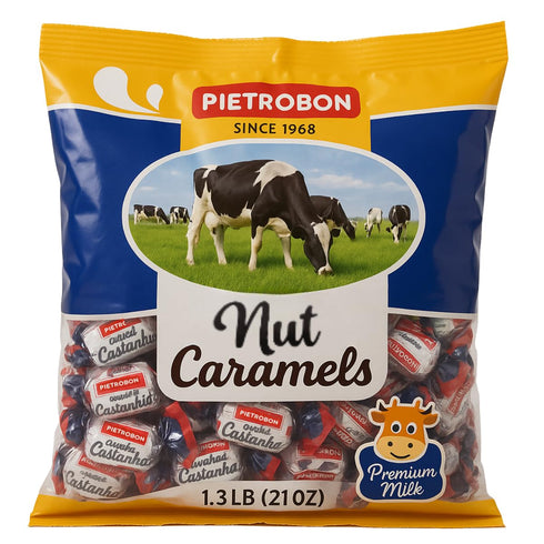 Cashew Nut Caramel Candy 21oz 1.3lb Premium Milk Caramel with Nuts, Individually
