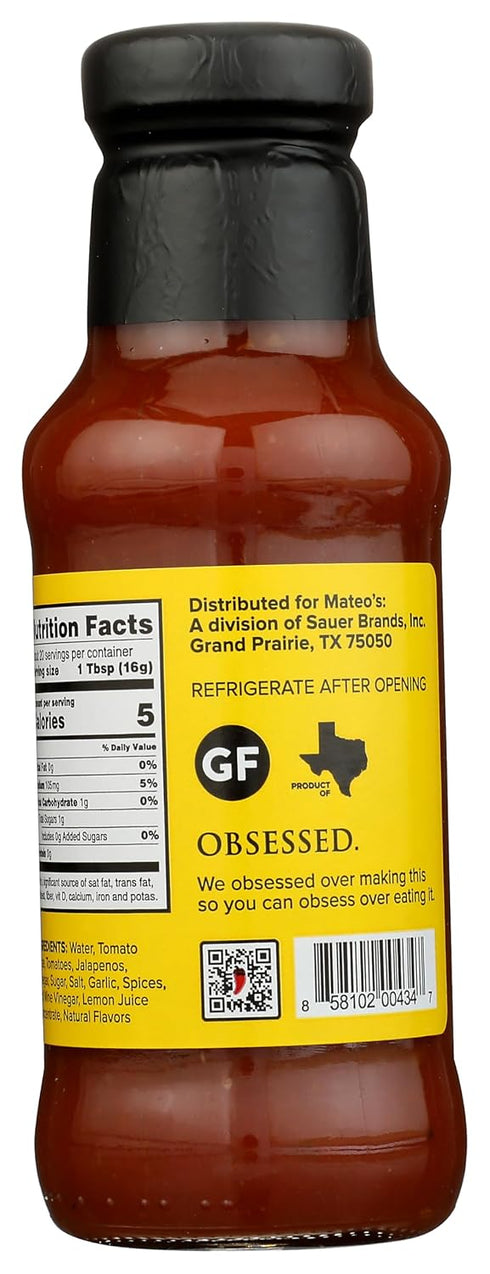10.5 oz Mateo's Gourmet Taco Sauce Medium