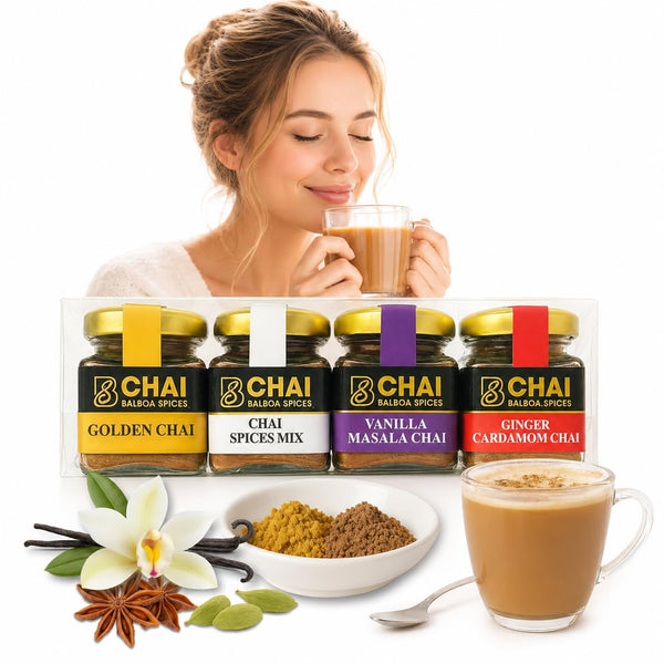 Chai Kit by Balboa Spices 80 Servings 4 Premium Flavors Caffeine-Free &