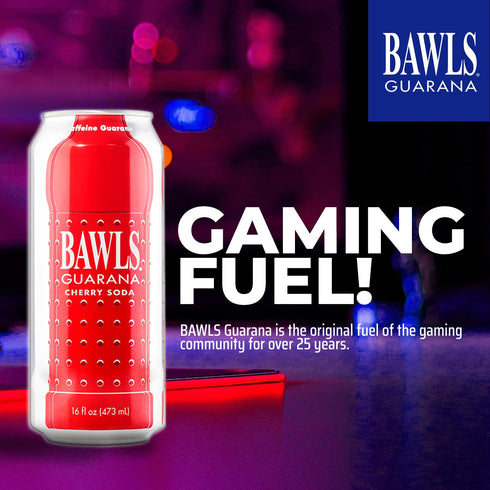 Bawls 16oz 12 Pack Guarana Cherry, Guarana Drink, Guarana Soda, Guarana Fueled Soda for Energy, High Energy Caffeinated