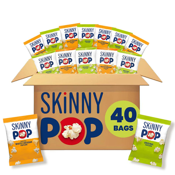 SkinnyPop Popcorn, Original and Dairy-Free White Cheddar Variety Pack, Whole Grain Snack,
