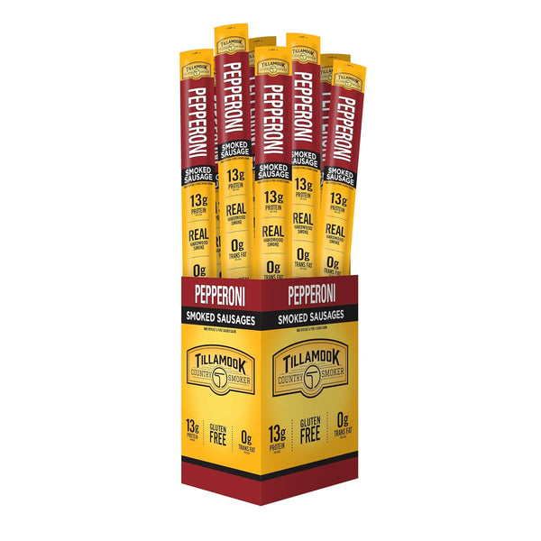 Tillamook Country Smoker Real Hardwood Smoked Sausages, Pepperoni, 1.44 Ounce, 24 Count