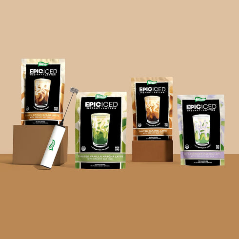 10 Matchabar Epic Iced Instant Latte Powder | Toasted Vanilla Matcha w/Oat Milk Base | Low Sugar, Non-Diary & Vegan