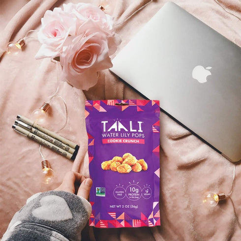 (6 2 oz Taali Cookie Crunch Water Lily Pops Resealable Bags) - Sweet Roasted Fox Nuts Makhana Snack | Crunchy Indian