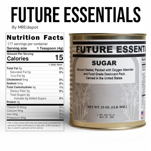 #2.5 25-Year 25 oz Future Essentials Canned White Granulated Sugar Nitrogen-Sealed Can of White Sugar for Long-Term