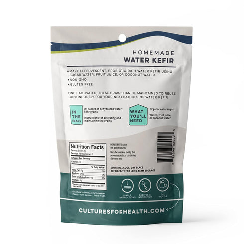 Cultures for Health Water Kefir Grains | DIY Fermented Probiotic Drink Powder for Stronger Gut Health | Heirloom