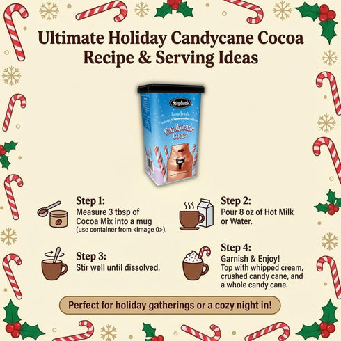 STEPHEN'S 14 OZ (Pack 3) Gourmet Hot Cocoa, Candycane Cocoa Milk