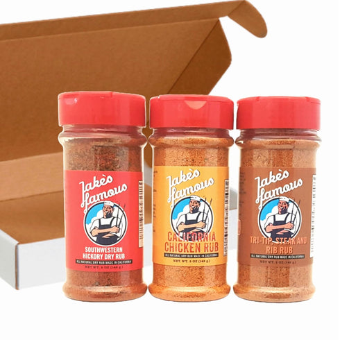 Jake's Famous Foods Jake's Famous BBQ Rub Gift Set Includes Southwestern Hickory Rub, California Chicken
