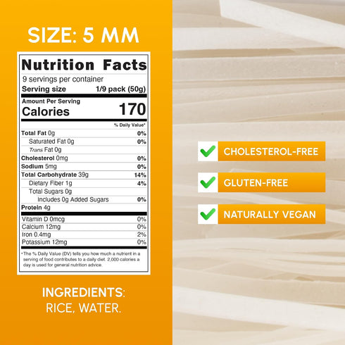 5mm 16 Pad Thai Rice Stick Noodles, Width, Ounce Bag