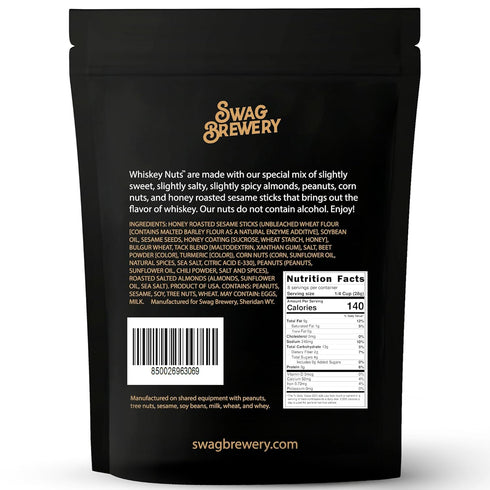 Whiskey Nuts - Gourmet Mix of Slightly Sweet and Salty Almonds, Peanuts, Corn Nuts, & Honey Roasted Sesame Sticks That