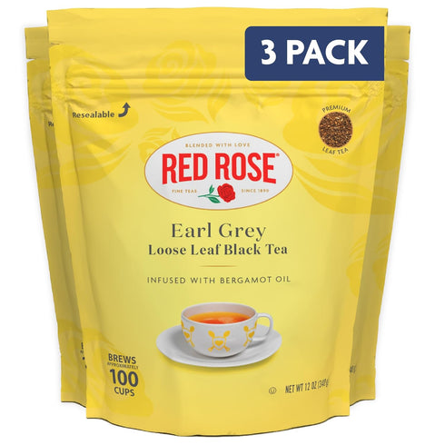 Red Rose Earl Grey, Loose Leaf, Black Tea, With Bergamot Oil, 12