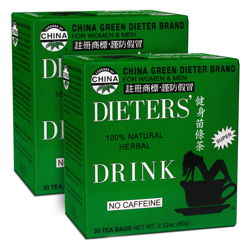 Uncle Lee's China Green Dieters Tea, Detox Tea with Senna, 30 Count, Caffeine-Free Herbal Tea Bags