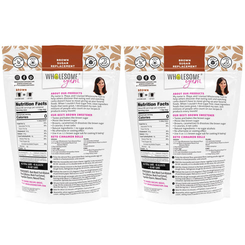(12 oz, 2 Pack) Wholesome Yum Besti Natural Brown Sugar Substitute - Keto Brown Monk Fruit Sweetener Blend
