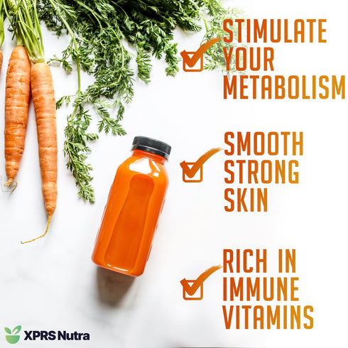100% (8 oz) XPRS Nutra Natural Carrot Juice Powder - Pure Carrot Powder from The USA - Ideal for Juice and Smoothie