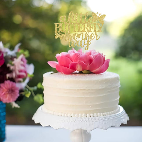 A Little Butterfly Cake Topper for Gender Reveal Baby Shower Party Decor, New Baby Welcome Decorations, Butterfly Theme