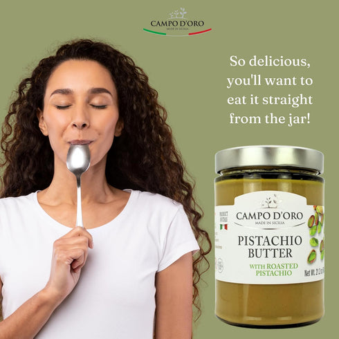 21.2 oz (600g), Campo D'Oro - Italian Pistachio Butter Cream, Big Jar Famil Size, Sicilian Rich & Nutty Pistachio
