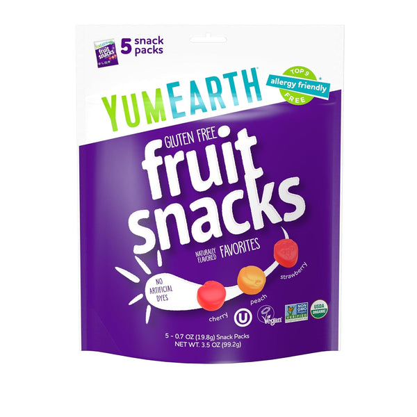 YumEarth Organic Fruit Snacks, Fruit Flavored Snack Packs, Allergy Friendly, Gluten Free,