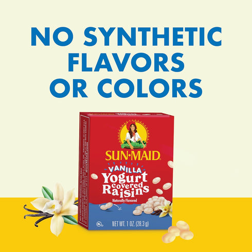 Packets 0.5 oz (Pack 72) Sun-Maid Vanilla & Chocolate Yogurt Coated Raisins Variety - Mini Snack-Size Bag - Yogurt