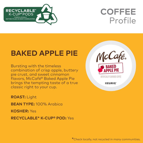 60 Count, (6 Packs 10) McCafe Baked Apple Pie Coffee, Keurig Single Serve K-Cup Pods