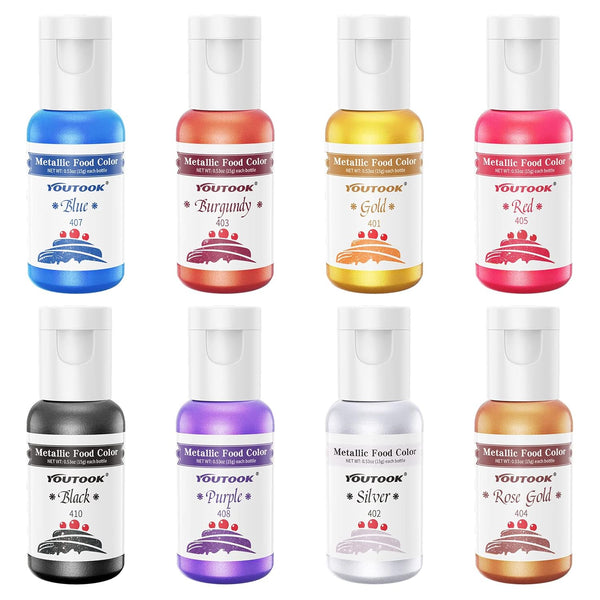 Food Coloring Metallic Color Paint, 8 Colors Most Popular YouTook Metallic Edible