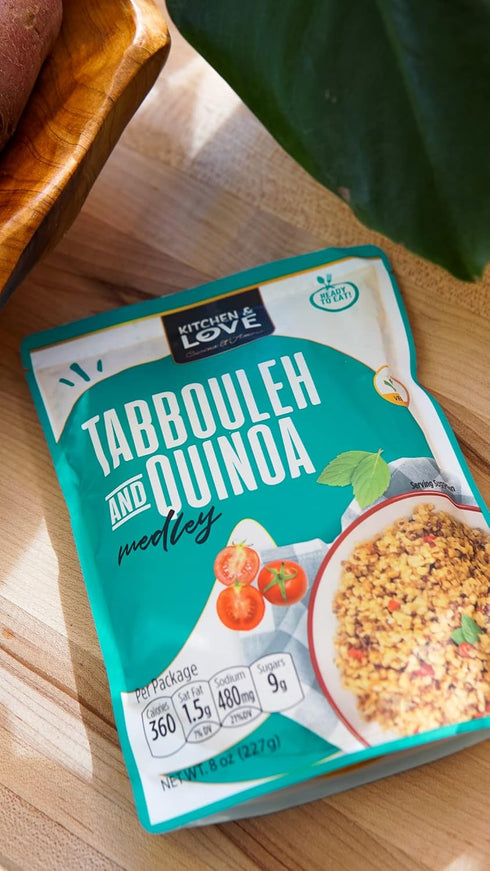 8 Oz, 6-Pack Kitchen & Love Tabbouleh & Quinoa Medley, Pre Cooked, Microwave Ready Pouch,Shelf Stable, Non Gmo, Gluten