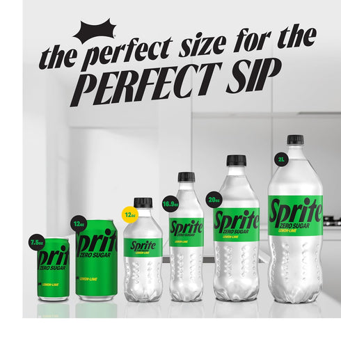 12 oz, 8 Pack Sprite Zero Sugar Lemon Lime Diet Soda Pop Soft Drinks, fl