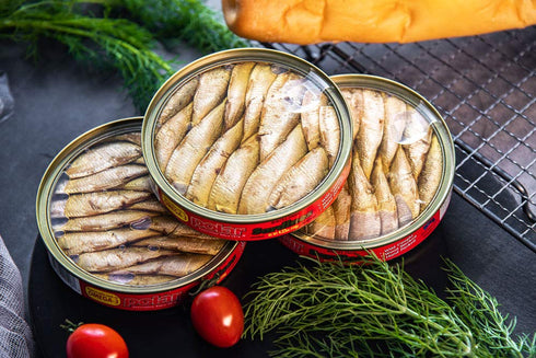 4.23 Oz Pack 12 MW Polar Brisling Sardines, Smoked In Olive Oil,