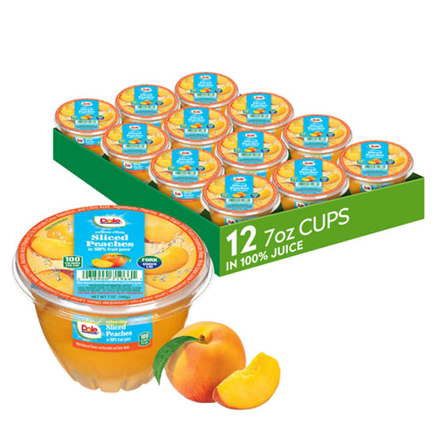 Dole Fruit Bowls Diced Peaches in 100% Juice Snacks, 7oz 12 Total