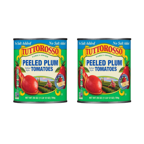 Tuttorosso No Salt Added Peeled Plum Canned Tomatoes, 28oz Cans (Pack of