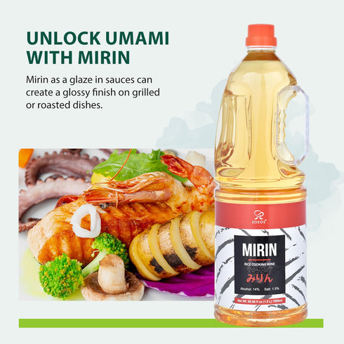 Soeos Mirin, Japanese Cooking Wine, 1.8 L (Pack of 1), Authentic Natural Sugar Sweet Rice Cooking Wine