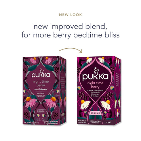 Set 80 (20ct Pack 4) Pukka Night Time Berry Organic Herbal Tea, Soothing Infusion With Chamomile, Lavender