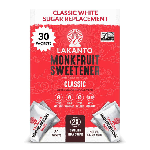 Lakanto Classic Monk Fruit Sweetener with Erythritol Sweetener Packets - White Sugar