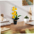 Peosaard 17 Inch 7 4 Orchid Plant, Orchid in Pot Realistic Yellow Faux with Flower Head & Leaf Real Touch Decorative