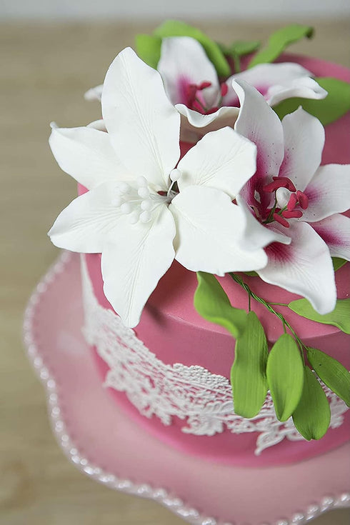 3 Count Global Sugar Art Casablanca, Easter Lily Sugar Cake Flowers, White Extra Large by Chef Alan Tetreault