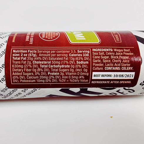 pack 2 Wagyu Dry Beef Uncured Salami, Mild Blend of Spices