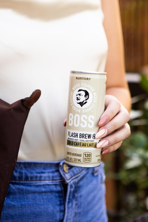 8oz 12 Pack, BOSS Coffee by Suntory - Japanese Flash Brew Coffee with Milk, Imported from Japan, Au Lait, Espresso
