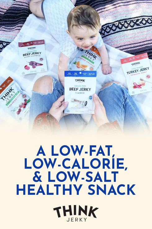 2.2 oz 8 Pack Think Jerky Classic Beef Jerky, Grass-Fed High Protein Beef Jerky, Gluten Free, No Antibiotics