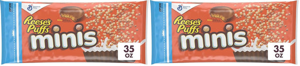 Reese's Puffs Minis Breakfast Cereal, Chocolate Peanut Butter Cereal, Family Size, 35