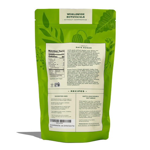 1 lb 100% 16 (Pack 2) Worldwide Botanicals Date Sugar Granules, - Pure Dried Dates, Granular Grind like sugar, Natural
