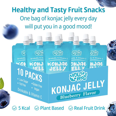 20 Pack, VOLO VERO Drinkable Konjac Jelly, Low Calories, Vegan, Gluten Free, Keto, Vitamin C Fruit Snacks Holiday Gifts