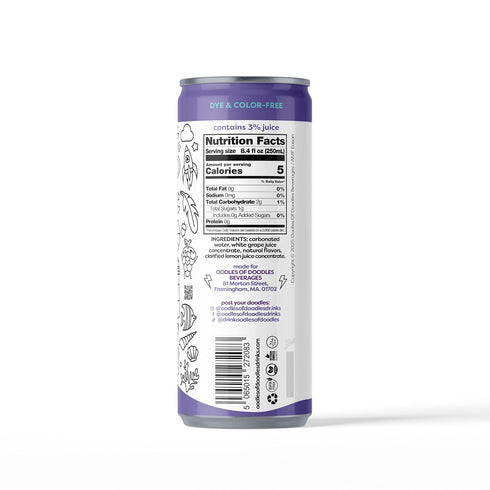 8.4 oz Pack 24 (6x4pk) 1.2g Oodles of Doodles Drinks - Grape Flavored Sparkling Water, fl Colorable Cans, of | Just