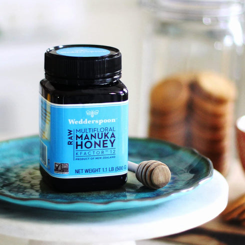 12, 17.6 Oz, Wedderspoon Raw Premium Manuka Honey, KFactor Unpasteurized, Genuine New Zealand Honey, Non-GMO Superfood