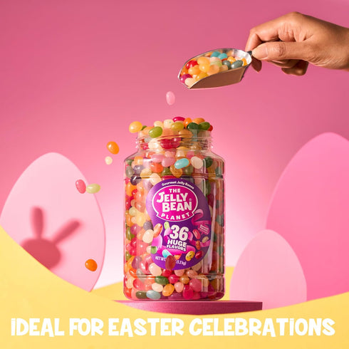 42.5 Oz 36 The Jelly Bean Planet, Gourmet Jelly Beans Bulk Jar - Natural Fruit Flavors, Kosher Candy, Plant Based
