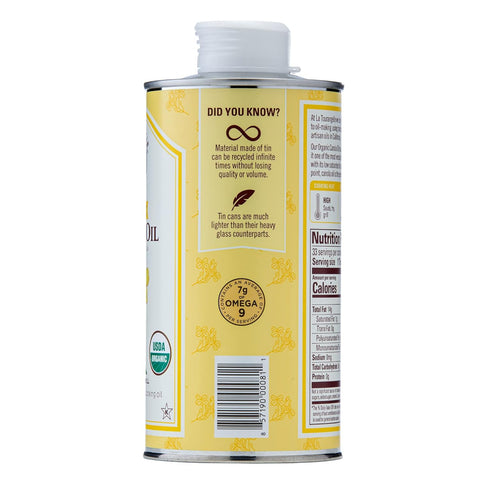La Tourangelle Organic Canola Oil, Expeller-Pressed Non-GMO, High Heat Neutral Cooking Oil, 16.9 fl oz