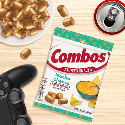 Packs, 6.3-Ounce (Pack 12) COMBOS Cheese Snacks - Nacho Cheese Snack Baked Cracker Snack, Bulk Bag