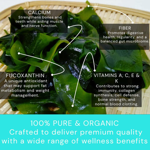 16oz Oceans Balance Organic Wakame Flakes - Maine Coast Seaweed - Atlantic Ocean Sea Vegetables, Perfect for Keto Diet
